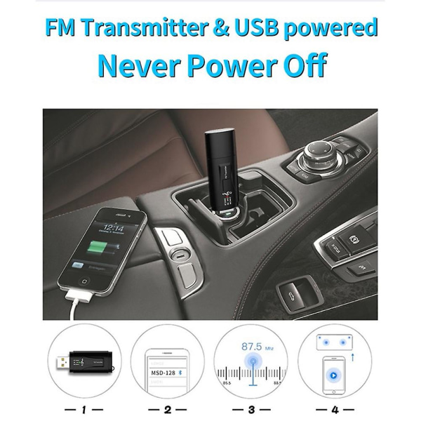 Bärbar FM-sändare Bil Bluetooth 5.0 Mottagare