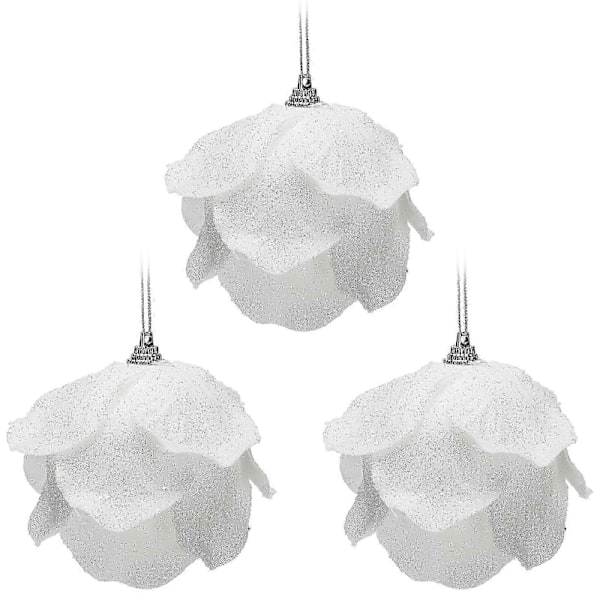 Julgransdekoration hänge kronblad glitterpulver skumboll snövit julgranskula hänge -- stor kronbladsbox RYT1187-8cm Material: skum; 3 b