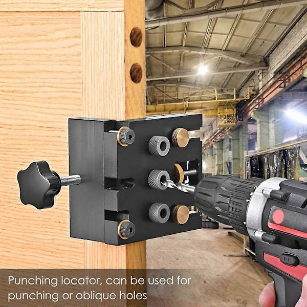6 8 10 mm 3-i-1 Snickeriverktyg Lokaliserare, Positioneringsklämma Justerbar Borr, Doweling Jig Kit, Förlängningsstänger