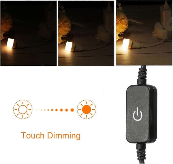 LED Touch Inline Dimmer 5V 3A USB-kabel Touch Switch Controller för Enfärgad Emitter Diod Strip Ljusarmatur, Svart