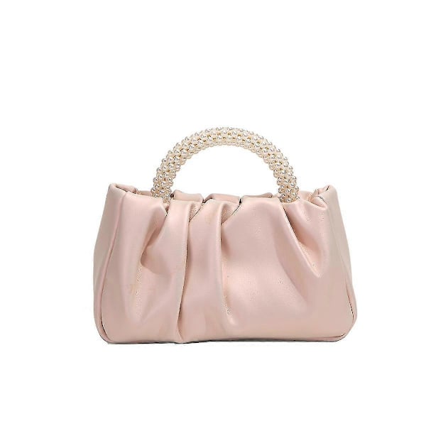 Elegant pärlhandväska för damer, plisserad design, crossbody-väska, bröllop, bal, brudkoppling med pärlkedja, fri frakt