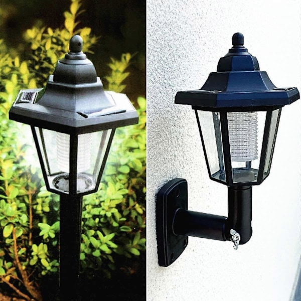 Solcellsdriven Hexagonal Lampa Utomhus LED Solcellsvägglampa Automatisk PÅ/AV Solcellsstaketlampa IP44 Vattentät Hexagonal Landskapslampa (Vitt ljus vägghängd)