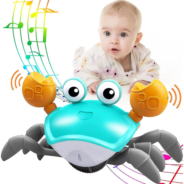 Krypande krabba baby med musik och LED-ljus, t