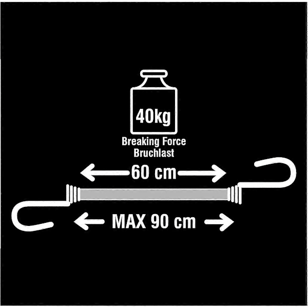3020EURDAT Expanderband med Krokar [Expanderbar 2-pack] [Omvänd Krok] - Idealisk för Att Bära Föremål, Packning, Camping, Röd, 60cm