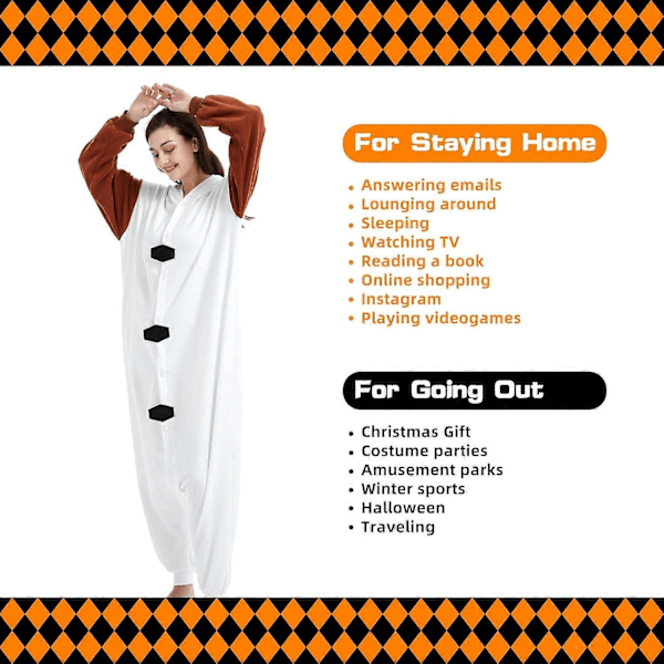 Unisex Vuxen Onesie Pyjamas Djur Heldräkt Halloween Kostym Jul Sovkläder Jumpsuit Olaf X-Large