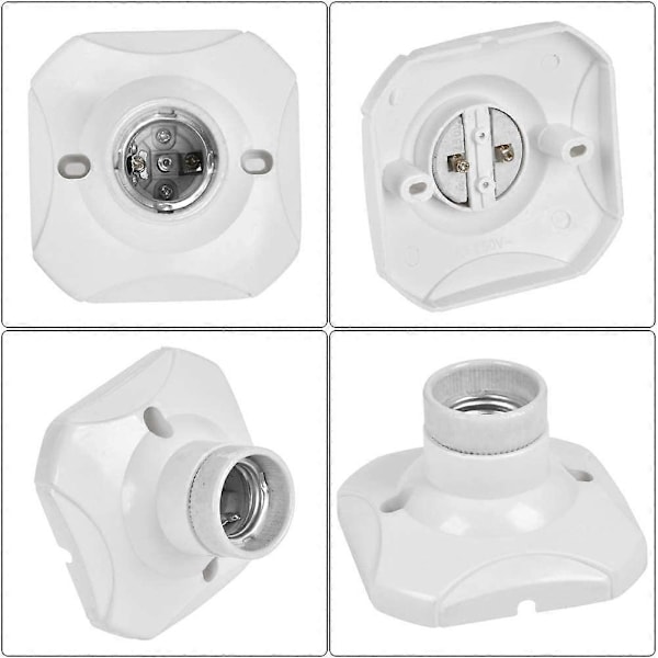 4 st E27 LED Glödlampssockel E27 Lamphållare E27 Sockelhållare Väggmontering E27 Bas med Fäste (AC 220-250V, Vit)