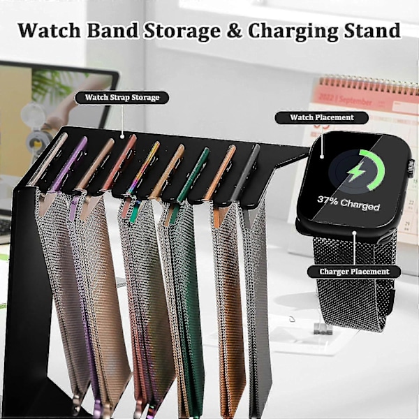 Klockarmbandsförvaring för Iwatch, Rostfritt Stål Klockarmbandsställ för Iwatch Skrivbord Hängande Display med Laddningsskåra