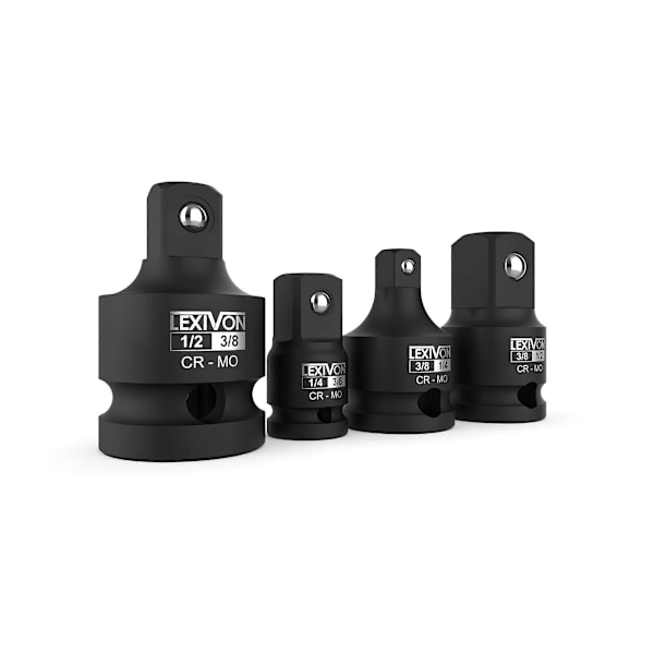 Reducer Impact Adapter, Set om 4, 1/2\" till 3/8\" | 1/4\" till 3/8\" | 3/8\" till 1/4\" | 3/8\" till 1/2\"