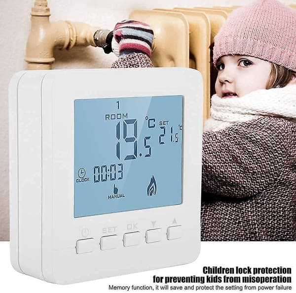 Digital LCD Display Termostat Smart Temperaturkontroller 5A Värme Uppvärmning Digital Termostat Tydlig Komfort Programmerbar Knappversion