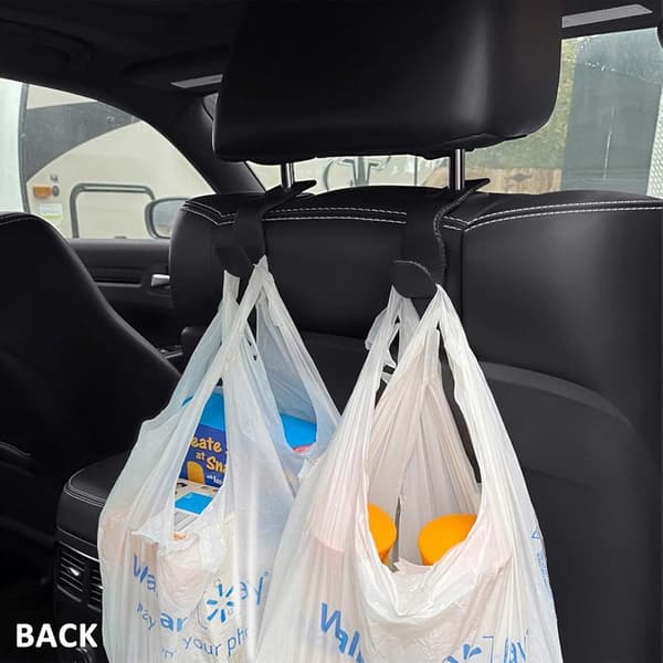 Nackstödskrokar för handväskor och väskor, bilbaksätesnackstödshängare fordon beige läderförvaringskrok, 2-pack