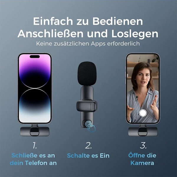 Lavalier-mikrofon, mini-lavalier-mikrofon, trådløs Bluetooth-forbindelse, kompatibel med iPhone/Android-systemer, understøtter videoplatforme som