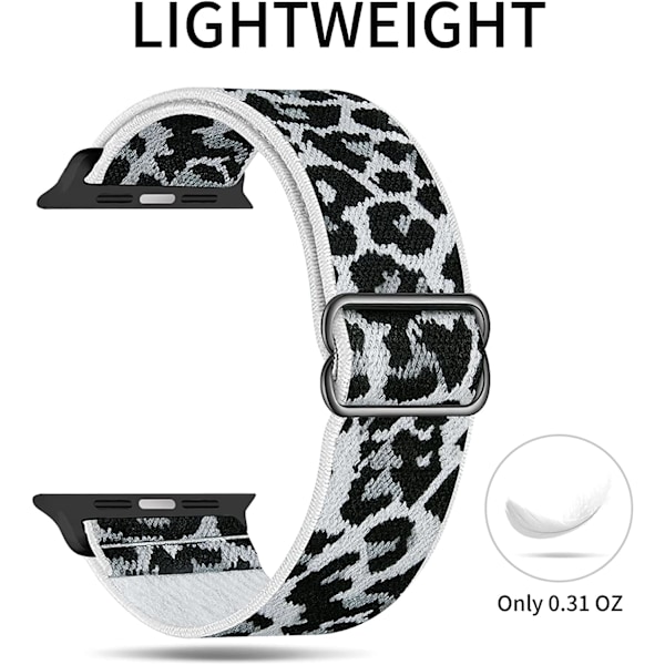 Stretchbarnd Solo Loop Kompatibel med Apple Watch Band White-Leopard 38/40/41mm