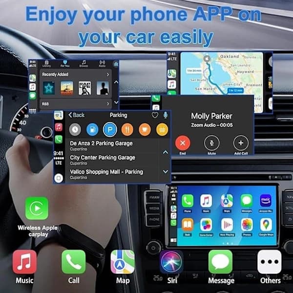 Trådløs CarPlay-adapter, til CarPlay & Android Auto, Plug-and-Play sort