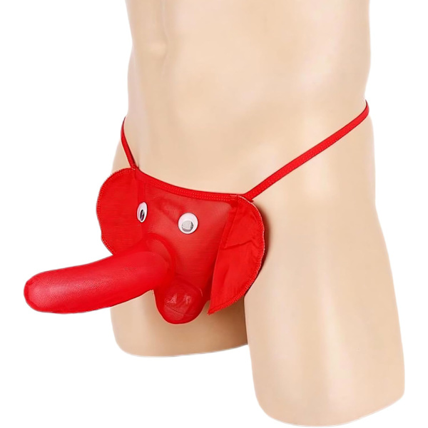 2025 Senaste Modell Herrunderkläder Elefant Snabel Stringtrosa för Män G-String Roliga Jul Alla Hjärtans Dag Presentidéer Röd