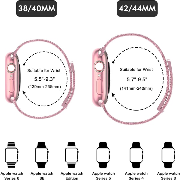 Magnetiskt metallarmband kompatibelt med Apple Watch-band 38 mm 40 mm 42 mm