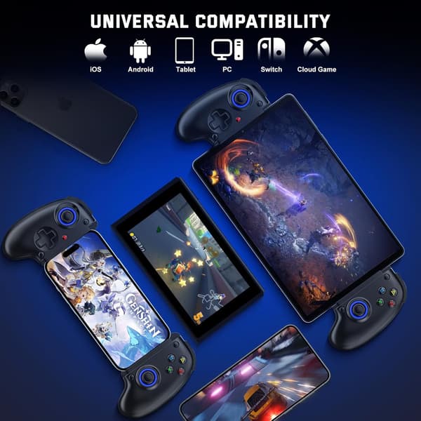 2025 Seneste Model Mobile Cloud Gaming Controller til iPhone 16/15/14, iPad, Tablet, Android/PC/Switch/PS3/PS4 Gamepad Joystick med Turbo,