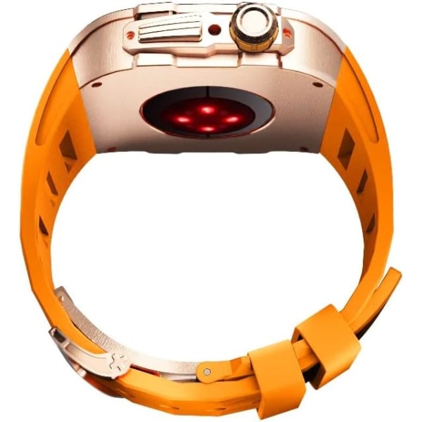 Rm mod-kit för Apple Watch Series 8 7 45 mm Metall Orange Rosegold For 6 5 4 se 44MM