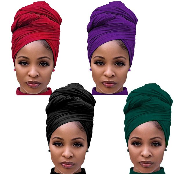 4-pack huvudomslag sjal stretch jersey turban extra lång 4PCS 8