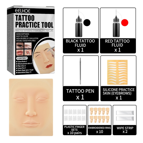 2025 Senaste Modell Tatueringsövningsverktyg Simuleringsövningsläder Ögonbrynslinje Läpp Tatuering Nybörjar Torkset