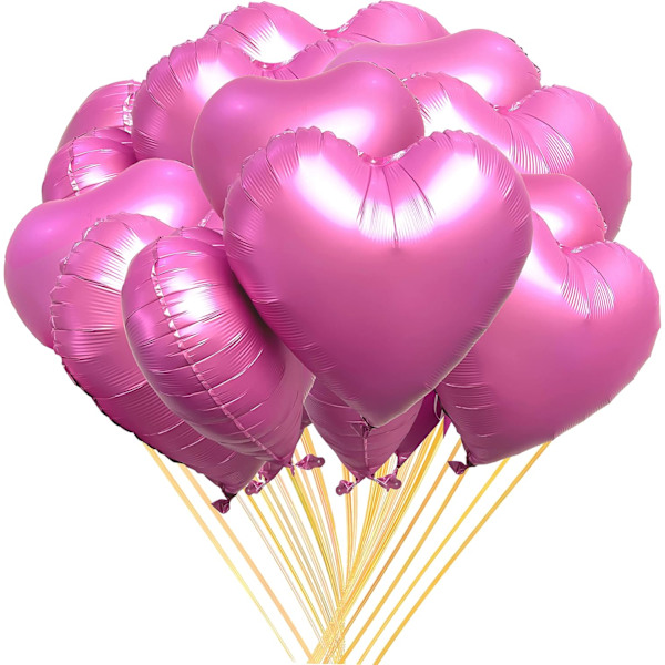20 st 46 cm Metalliska Rosa Folie Mylar Hjärtformade Ballonger Dekorationer Alla Hjärtans Dag Födelsedag Bröllop Baby Shower Party (Metallisk Rosa)