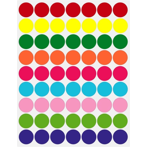 Flerfärgade prickklistermärken - 1050 st 3/4 färgkodningsetiketter för klassrum, elever och organisering