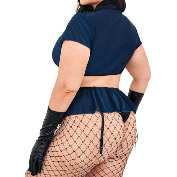 2025 Senaste Modellen Dam Plus Size Polisdräkt Set Poliskonstapel Uniform Underkläder Cosplay Outfits Blå 4X-Large