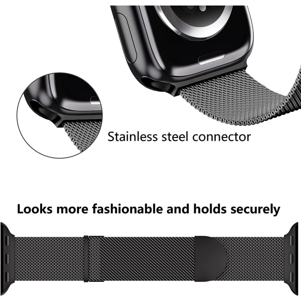 2-pack metalliskt magnetiskt armband kompatibelt med Apple Watch Black/Graphite 38/40/41 mm