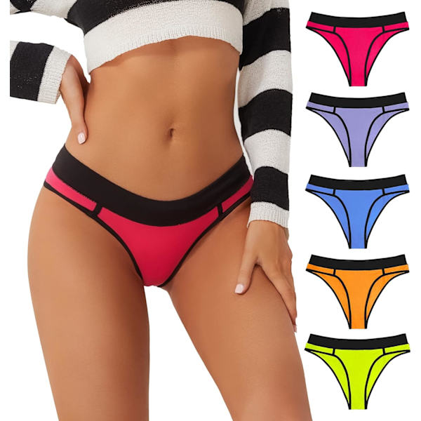 2025 Senaste Modell Dam Underkläder Bomull, Cheeky Trosor Mjuka & Andningsbara Bikini Trosor för Kvinnor Paket för Unga Damer 5-pack B-