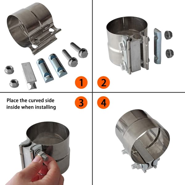 3\" tommer udstødningsklemmer rustfrit stål lyddæmperbåndklemme til 3\" indvendig diameter til 3\" udvendig diameter Turbo Downpipe Tip Bilsystemforbindelse (2-pak)