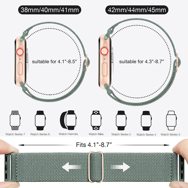 6-pack elastisk nylon för Apple Watch -band 6pcs 5 41mm/40mm/38mm
