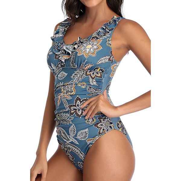 Baddräkt för damer, hel baddräkt med magkontroll, volang, plus size, badkläder Bloomy 8