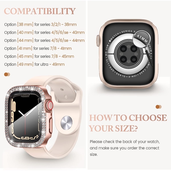 4-pack för Apple Watch Series 7 & 8 45 mm skärmskydd Bling case 4-Pack 1 45mm