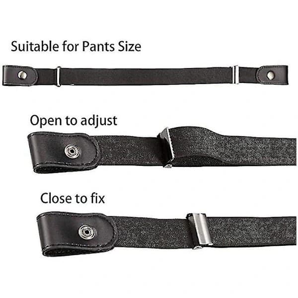 Elastisk belte for damer uten spenne, fritt elastisk midjebelte kompatibelt med kvinner 60cm