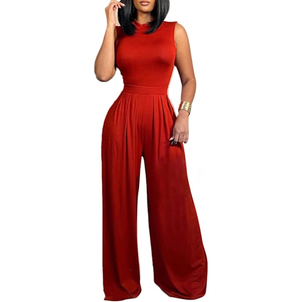 2025 Senaste Modell Dam Sexiga 2-Dels Outfits - Ärmlös Hög Midja Långa Byxor Vida Ben Jumpsuit Clubwear