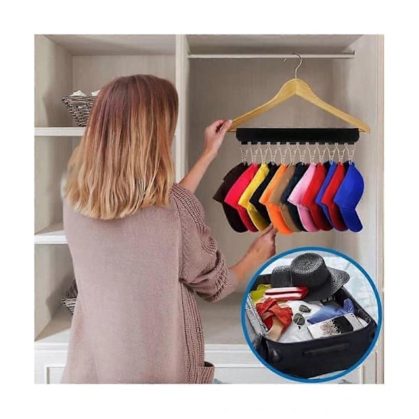 Hatteholder - Hatteholder, Multifunktionel Tøjstativ - Garderobe Organizer Ekspert, Sort