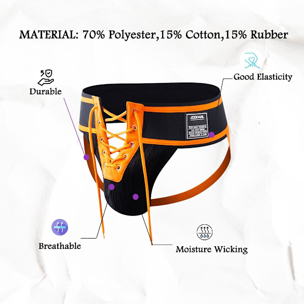 2025 Senaste Modell Herrkalsonger Jock Strap Atletisk Stöd Wide Belt Bekväma Herr Sport Underkläder Kalsonger för Gym Sport Orange