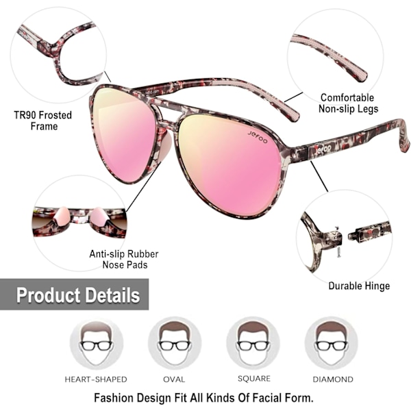 2025 Senaste Modell Polariserade Aviator Solglasögon för Kvinnor Män Retro Trendiga Sport Solglasögon för Utomhusbruk UV400 Skydd Rosa Sköldpadda