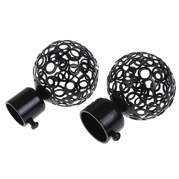 2 stk. gardinstænger jern endestykker tilbehør sort 28mm