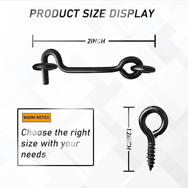Kabinhake och ögla spärr grind dörr svängbar fönster spärrhake med monteringsskruvar, kolstål dörrhake spärr (2 tum, 5 st) svart 2 tum