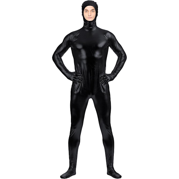 2025 Senaste Modell Blank Spandex Öppen Ansikte Helkroppsdräkt Zentai Dräkt för Vuxna och Barn Svart Stor