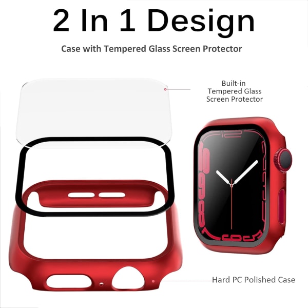 Kompatibel för Apple Watch Series 8 45 mm case med skärmskydd
