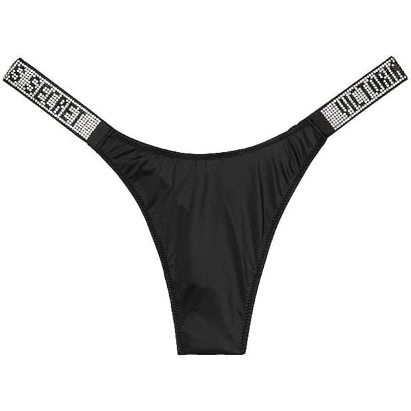 Shine Strap Thong Underkläder för kvinnor, mycket sexig kollektion Black L