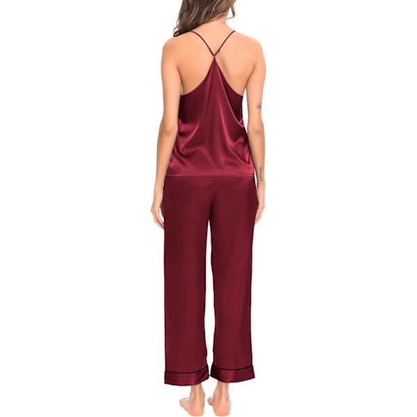 2025 Senaste Modell Dam Satin Pyjamas Set Siden Sovkläder Cami Nattlinne Sexiga Underkläder 2 Delar Topp och Byxor Pyjamas Set