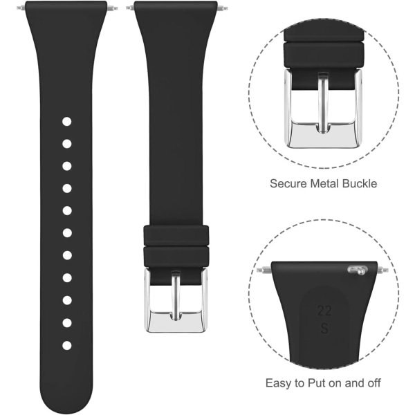 Tunna silikonremmar för Fitbit Versa 2 (svart/vit/grå, liten)