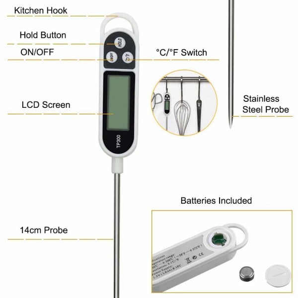 Kökstermometer - Digital Kötttermometer med Omedelbar Avläsning