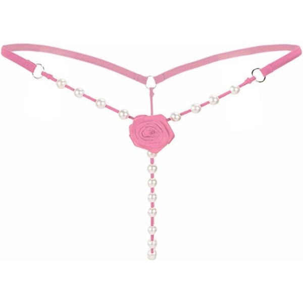 2025 Senaste Modell Dam Pärl T-Rygg G-String Broderi Rosblommor Pärlförsedd Tanga Trosor Underkläder Sexiga Mikro Underbyxor Rosa