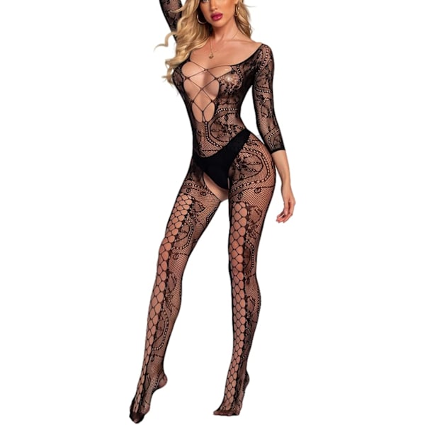 2025 Senaste Modell Dam Fisknätsstrumpa Underkläder Chemise Mini Klänning One Size Ihåliga Nattkläder Sexig