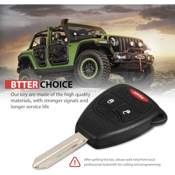 3-KNAPPS Bilnyckel Fjärrkontroll Ersättning Nyckellös Start Passar Chrysler Dodge Jeep Passar Jeep Wrangler för Dodge Ram1500 FCC ID: M3N
