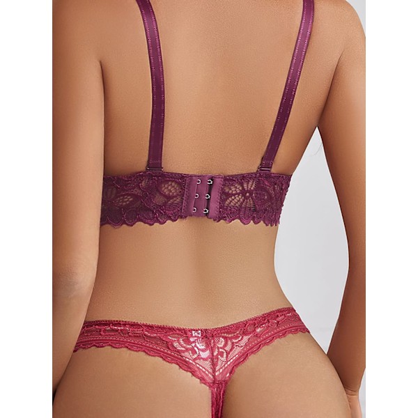 Kvinnliga Spetsar Sexiga Trosor Underkläder G-String Tanga Fräcka Floral Red L