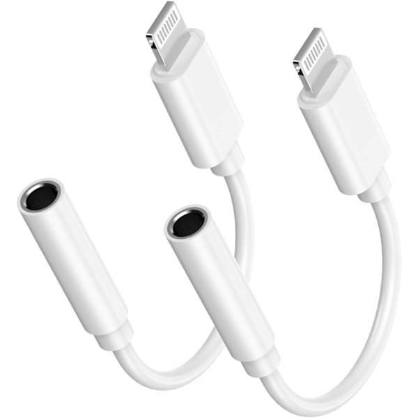 Högkvalitativ, helt ny Apple MFi-certifierad Lightning till 3,5 mm hörlursuttagsadapter för iPhone, 2-pack iPhone 3,5 mm Aux Audio A